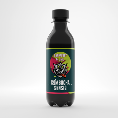 Kombucha Sensio чаена естествено газирана ферментирала напитка с малина и лайм 0.400 л 